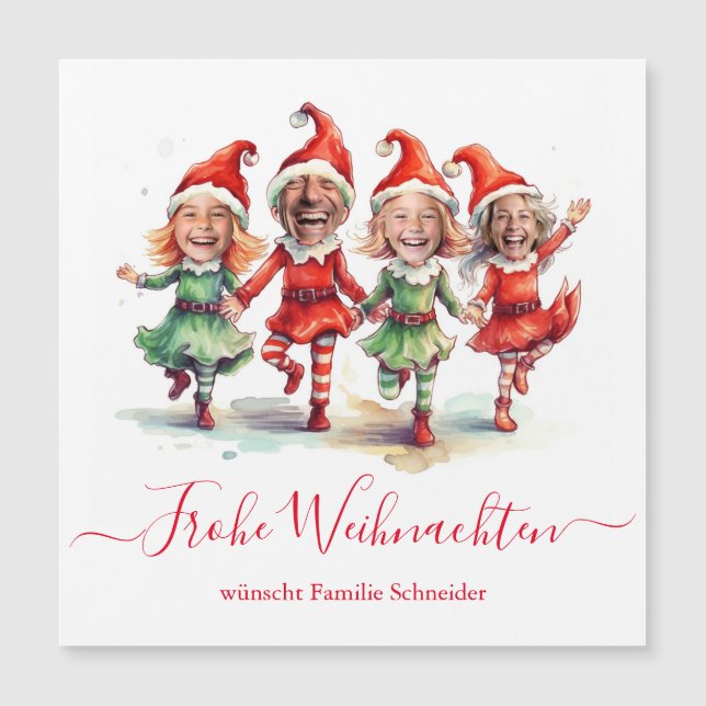 Frohe Weihnachten 4 Photos German Christmas elves  (Front)