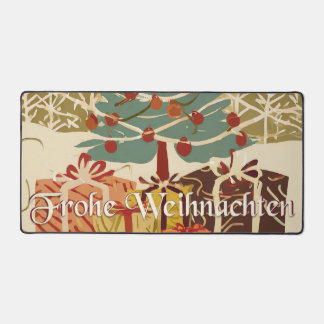 Frohe Weihnachten Baum Geschenke Retro-Stil Desk Mat