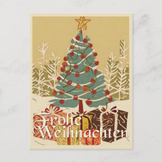 Frohe Weihnachten Baum Geschenke Retro-Stil Holiday Postcard