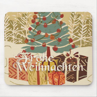 Frohe Weihnachten Baum Geschenke Retro-Stil Mouse Pad