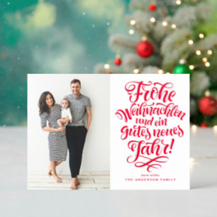 Frohe Weihnachten Calligraphy German Christmas Letterpress Photo Cards
