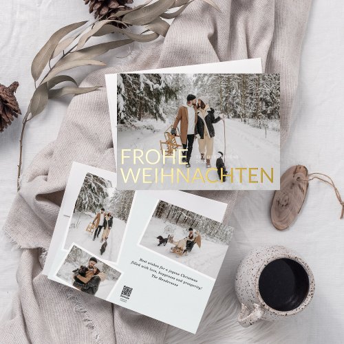 Frohe Weihnachten Christmas Elegant Photo Foil Holiday Card