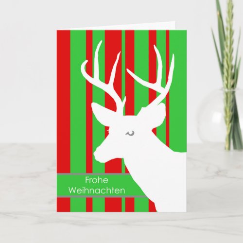 Frohe Weihnachten Christmas in German White Deer Holiday Card