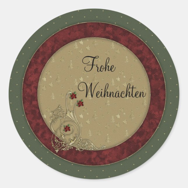 Frohe Weihnachten Classic Round Sticker (Front)