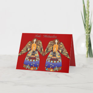 frohe Weihnachten Engel german language christmas Holiday Card