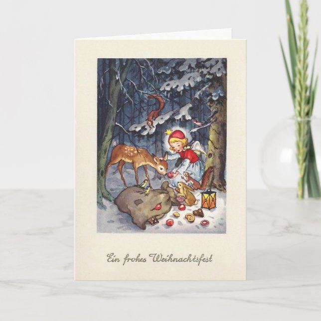 Frohe Weihnachten Engel Im Wald Christmas card (Front)