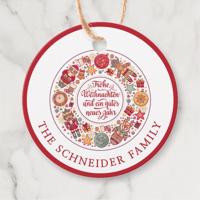 Frohe Weihnachten Favor Tags (Front)