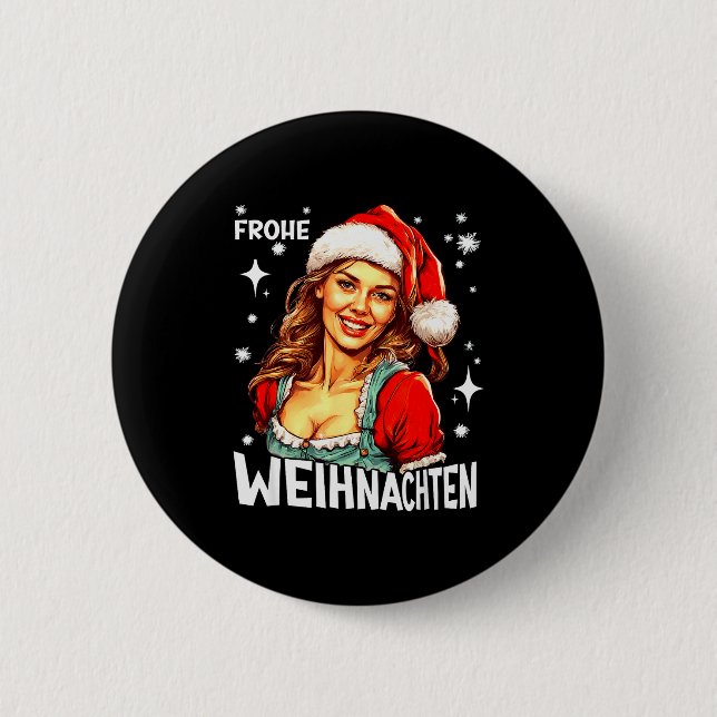 Frohe Weihnachten German Christmas  Button (Front)