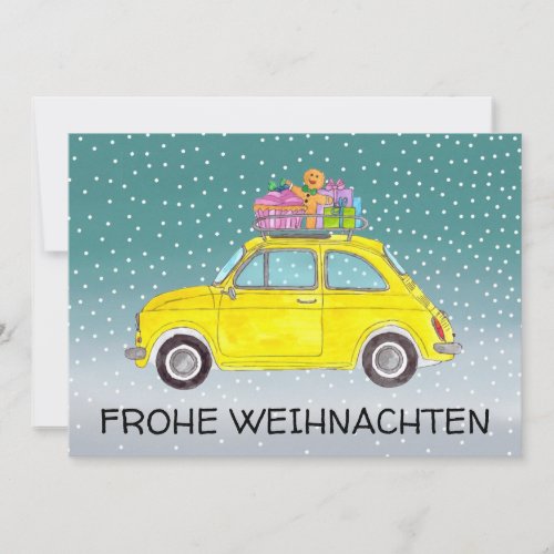 Frohe Weihnachten German Christmas Fiat 500  Holiday Card