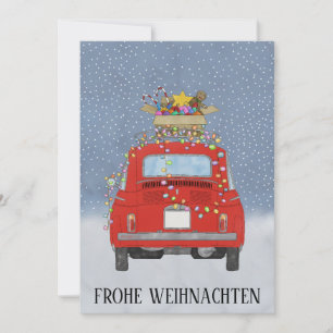 Frohe Weihnachten German Christmas Red Fiat 500 Holiday Card