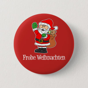Frohe Weihnachten German Christmas Santa Button