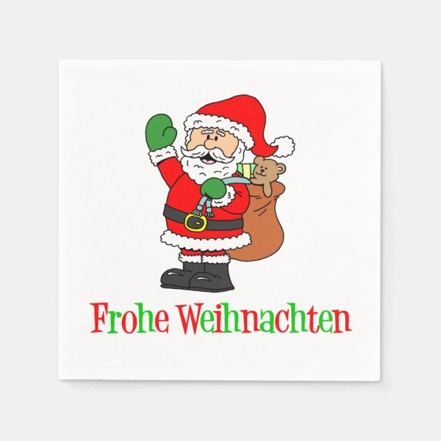 Frohe Weihnachten German Christmas Santa Napkins (Front)