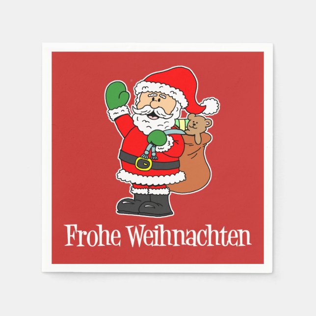 Frohe Weihnachten German Christmas Santa Napkins (Front)