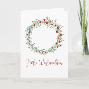 Frohe Weihnachten, German Christmas wreath Holida Holiday Card