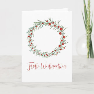 Frohe Weihnachten, German Christmas wreath Holida Holiday Card