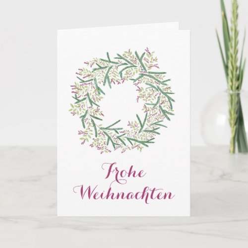 Frohe Weihnachten German Christmas wreath Holiday Card