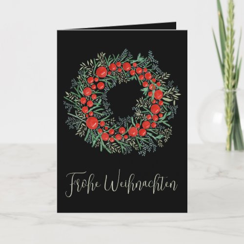 Frohe Weihnachten German Christmas wreath  Holiday Card