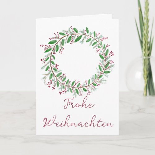 Frohe Weihnachten German Christmas wreath   Holiday Card