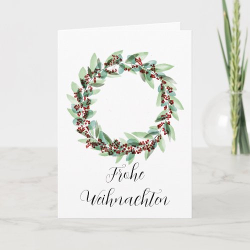 Frohe Weihnachten German Christmas wreath  Holiday Card