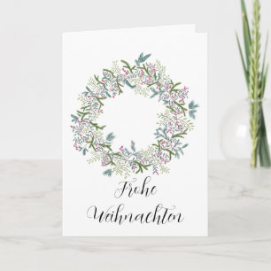 Frohe Weihnachten, German Christmas wreath  Holiday Card