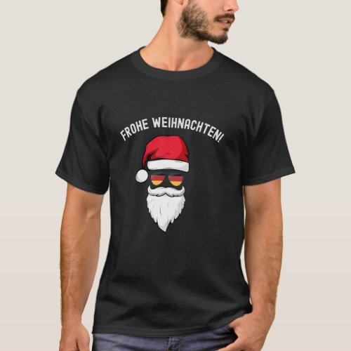 Frohe Weihnachten German Santa hat Germany flag su T_Shirt