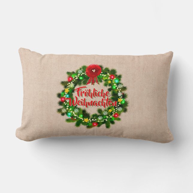 Frohe Weihnachten Kissen Christmas Lumbar Pillow (Front)