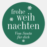 Frohe Weihnachten Merry Christmas German Green Classic Round Sticker