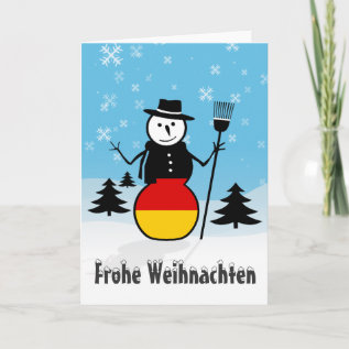 Frohe Weihnachten Merry Christmas Germany Snowman Holiday Card at Zazzle