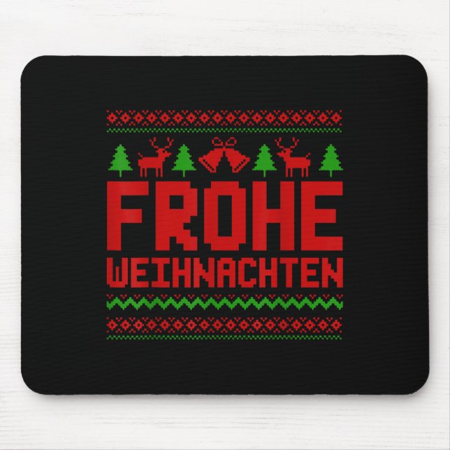 Frohe Weihnachten Merry Christmas In German Funny  Mouse Pad (Front)