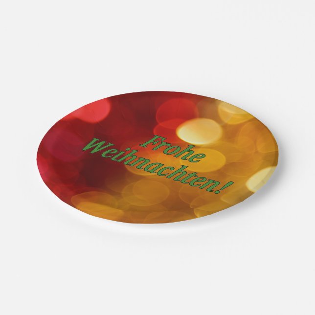 Frohe Weihnachten! Merry Christmas in German gf Paper Plates (Angled)