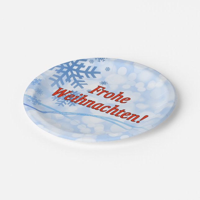 Frohe Weihnachten! Merry Christmas in German rf Paper Plates (Angled)