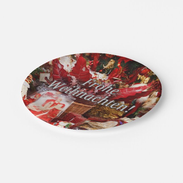 Frohe Weihnachten! Merry Christmas in German wf Paper Plates (Angled)