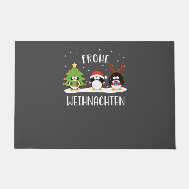 Frohe Weihnachten Merry Christmas Lustig Pinguine Doormat (Front)