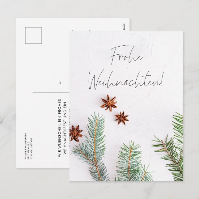 Frohe Weihnachten Moderne Weihnachtsgrusskarte Holiday Postcard (Front/Back)