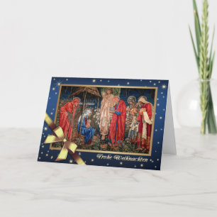 Frohe Weihnachten. Nativity Scene Card in German
