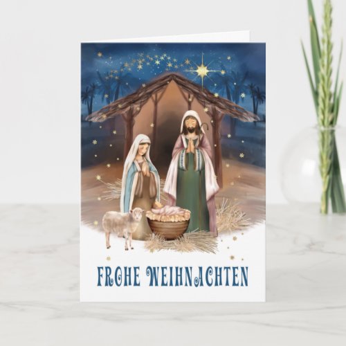 Frohe Weihnachten Nativity Scene Card in German