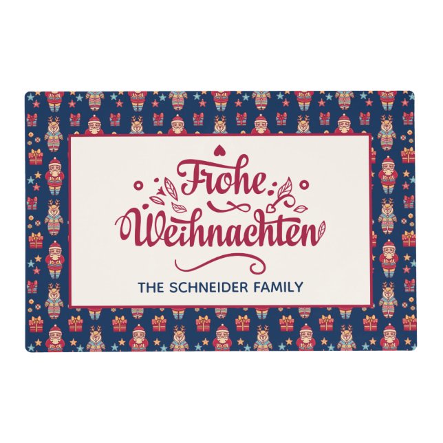 Frohe Weihnachten Personalized Placemat (Front)