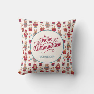 Frohe Weihnachten Personalized Throw Pillow
