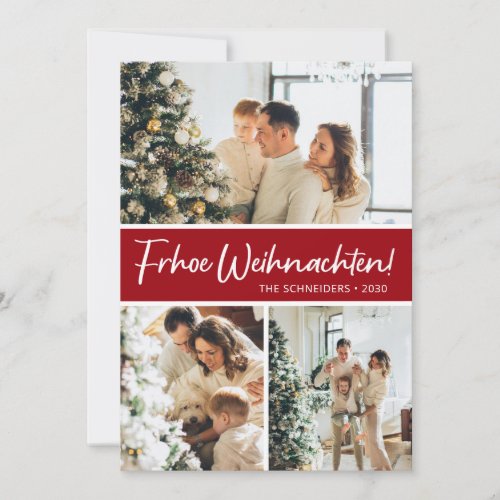 Frohe Weihnachten Photo Collage Holiday Card