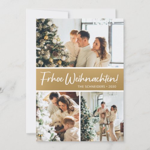 Frohe Weihnachten Photo Collage Holiday Card