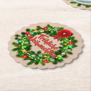 Frohe Weihnachten Untersetzer Christmas Paper Coaster