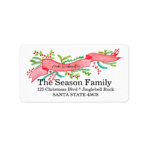 Frohe Weihnachten watercolor Christmas banner Label