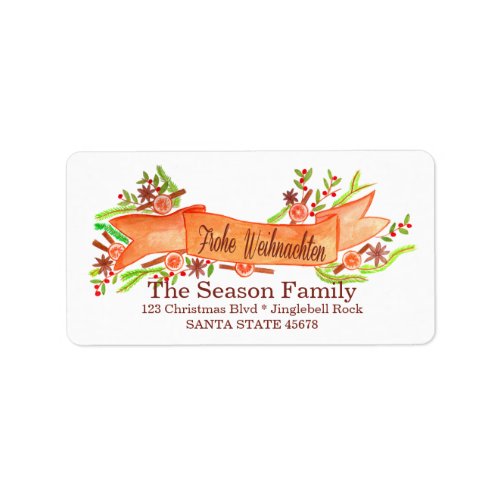 Frohe Weihnachten watercolor Christmas banner Label