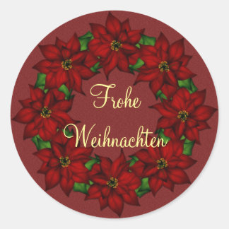 Frohe Weihnachten - Weihnachtsstern Motiv Classic Round Sticker