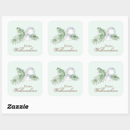 Frohe Weihnachten Winter Flower Square Sticker