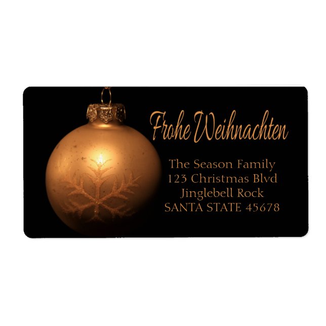 Frohe Weinachten Golden ornament label (Front)