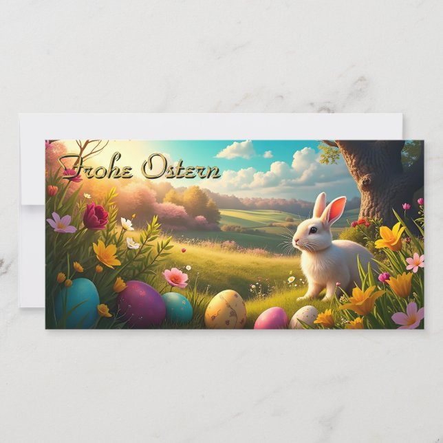 Fröhliche Ostern in einer Frühlingslandschaft (Front)
