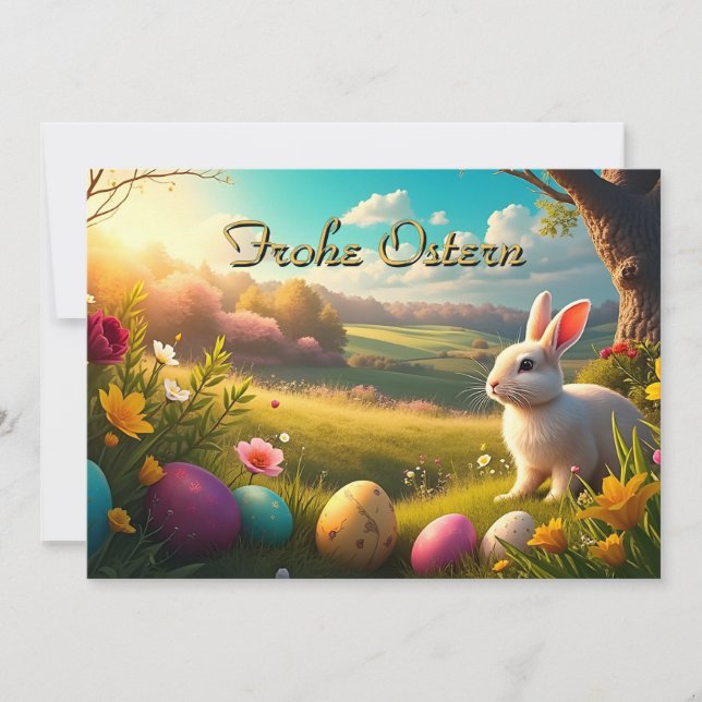Fröhliche Ostern in einer Frühlingslandschaft (Front)