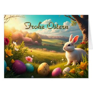 Fröhliche Ostern in einer Frühlingslandschaft Card
