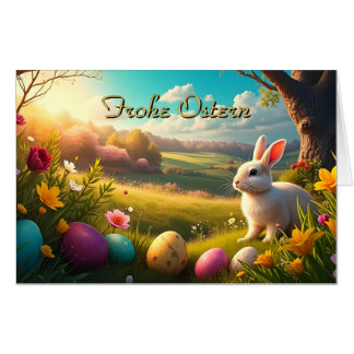 Fröhliche Ostern in einer Frühlingslandschaft Card